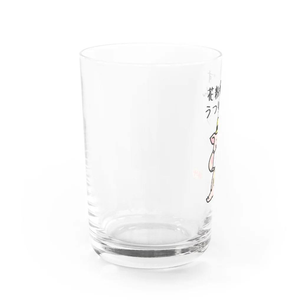 うさぎまるえkawaiishop の豚汁兄弟ぷぅ花粉症です Water Glass :left