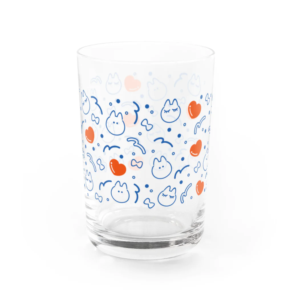 おわんのねこ.ハート.リボン01 Water Glass :left