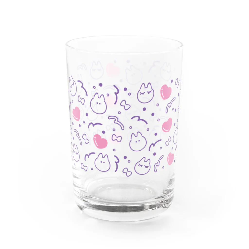 おわんのねこ.ハート.リボン02 グラス Water Glass :left