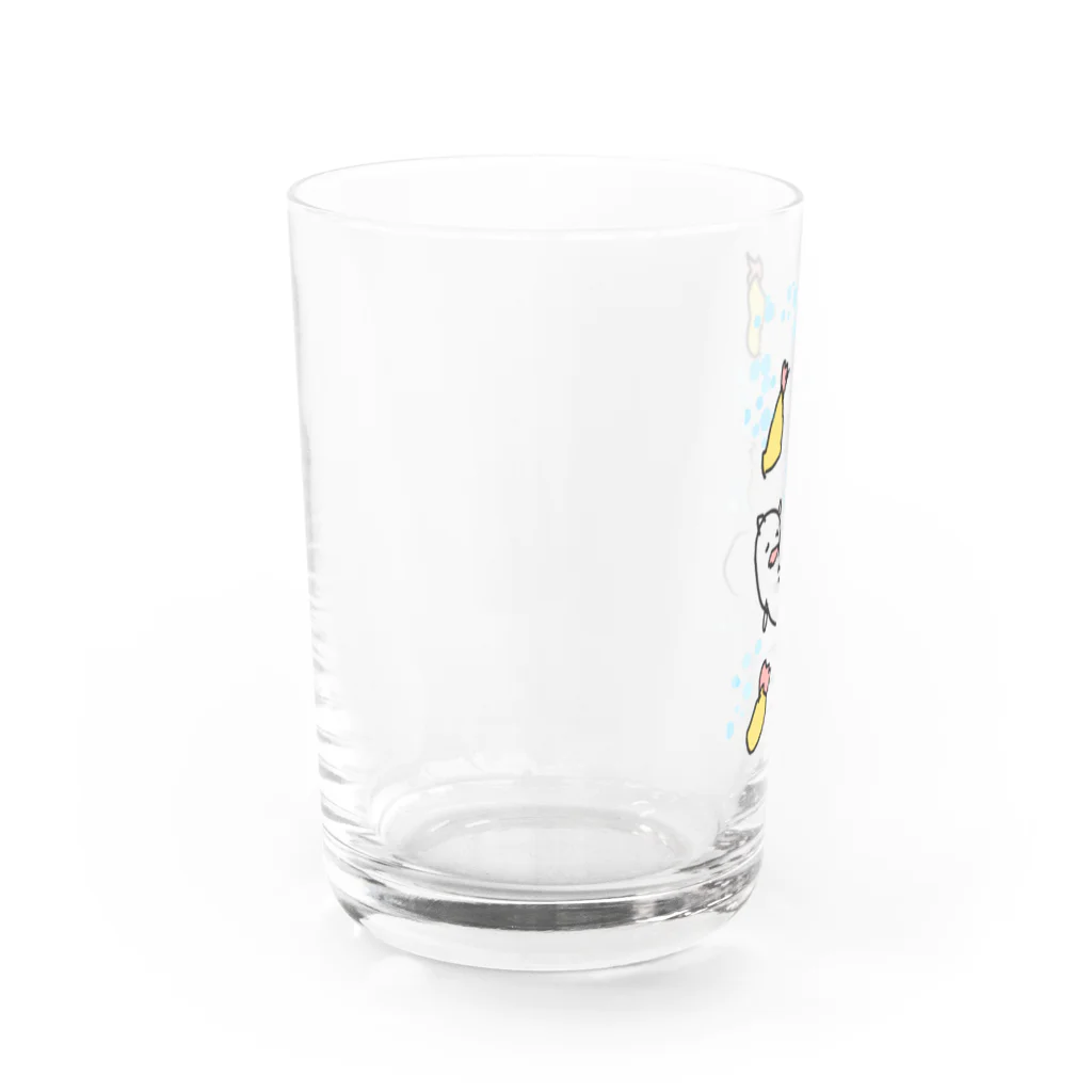 ダイナマイト87ねこ大商会のエビフライの雨をひらりと避けるねこです Water Glass :left