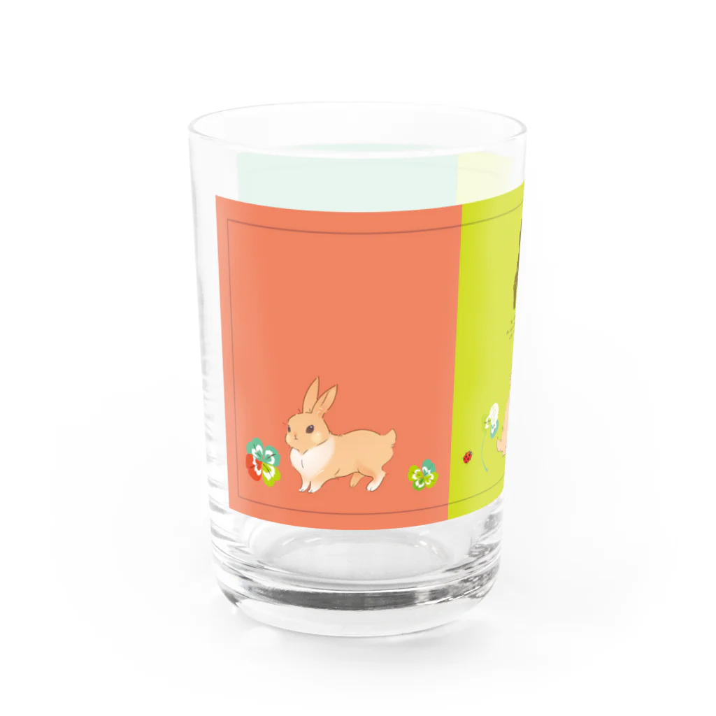 夢見る柴犬のSpring Rabbits Water Glass :left