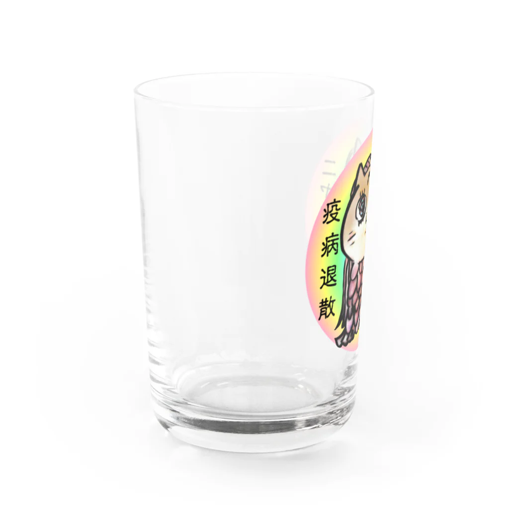 猫ドМさん専用猫グッズのお店　びーにゃんくらぶのニャマビエ～疫病退散～ Water Glass :left