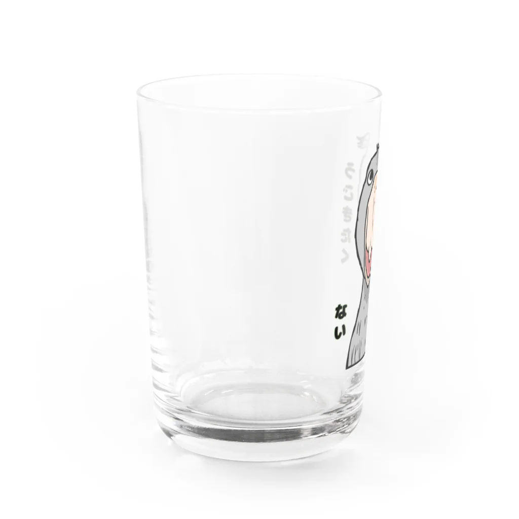 raraのゆるかわTシャツ屋さんの動きたくないハシビロコウ Water Glass :left