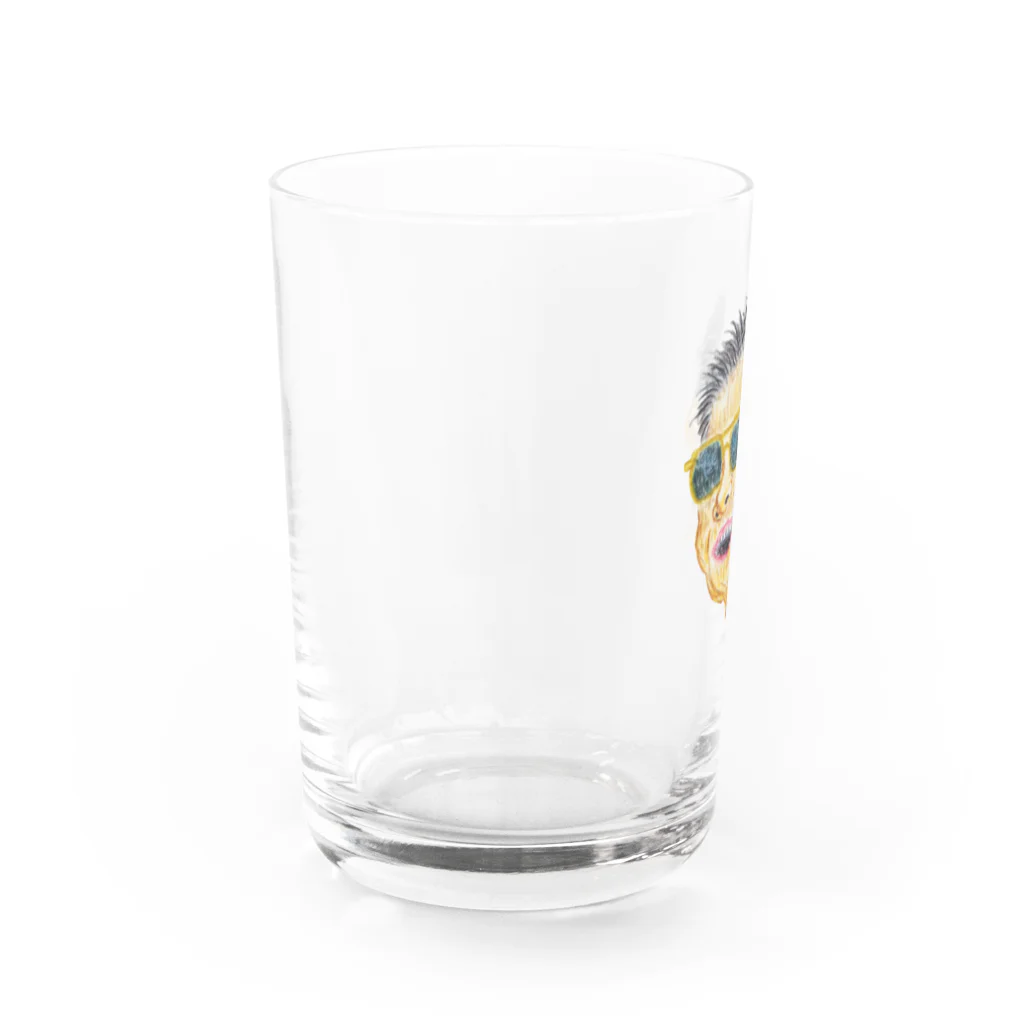 カツ丼屋さんの笑うおっさん Water Glass :left