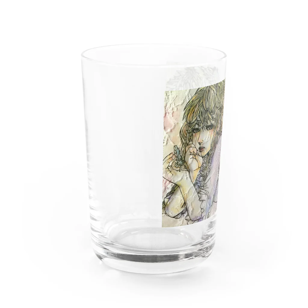 切り絵作家 なつきの天使（憂い） Water Glass :left