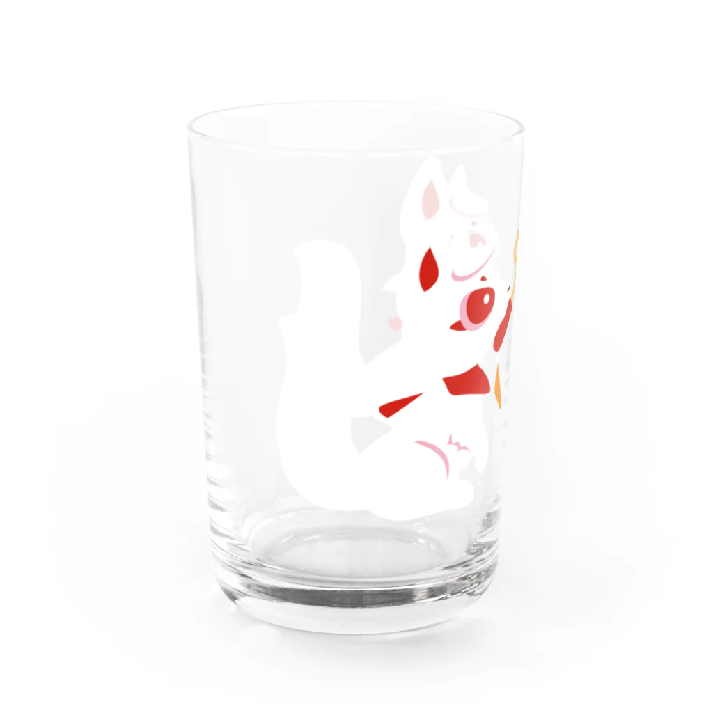 狐月稲荷社の対の稲荷狐 Water Glass :left