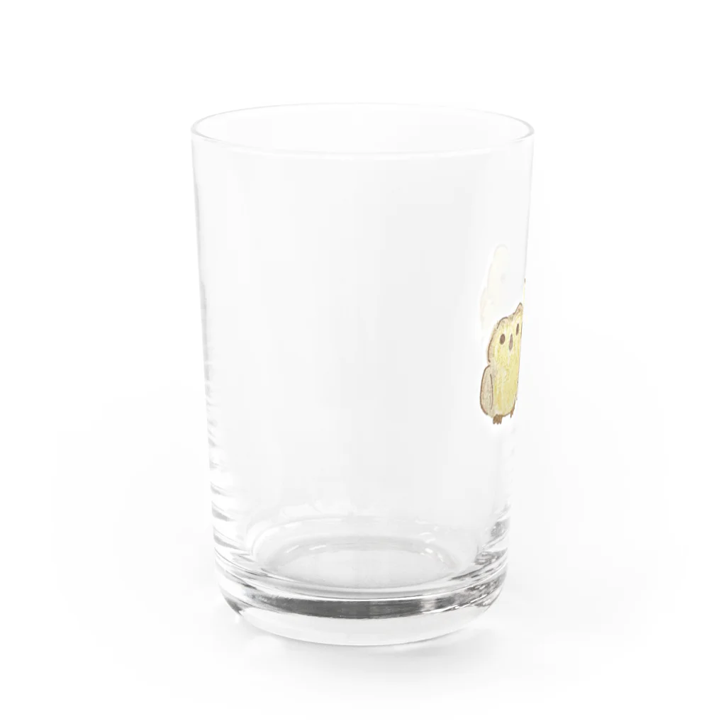 mugiの2羽のふくろうさん Water Glass :left