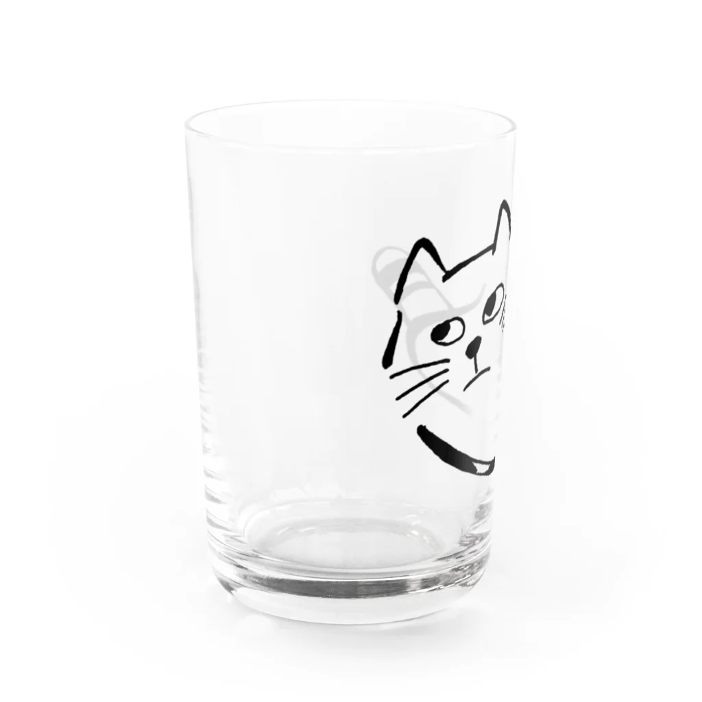 気ままに創作　よろず堂の飼い主よ、何か用か？　モノクロ黒 Water Glass :left