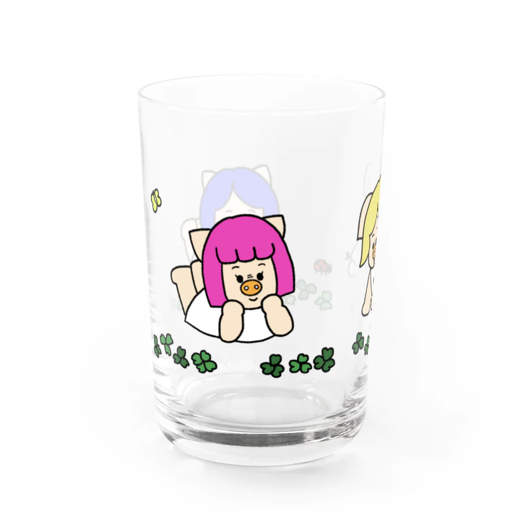 三匹の子むすめのクローバーと三匹の子むすめ Water Glass :left