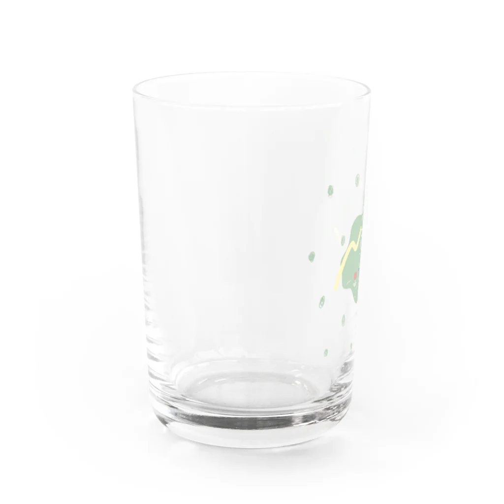 ももたろのミントグリーン水玉ふわたろ Water Glass :left