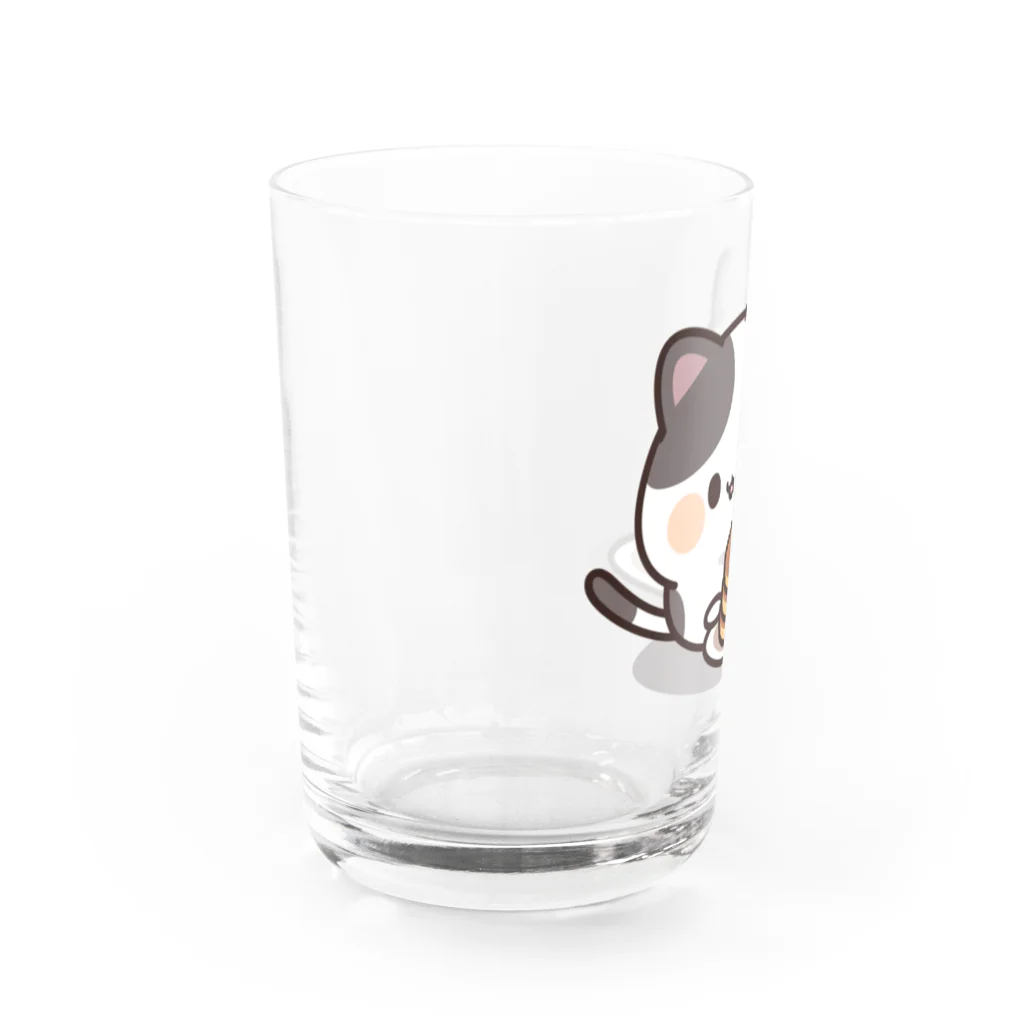 DECORの感情豊かなくろぶちにゃんこ　ホットケーキver. Water Glass :left