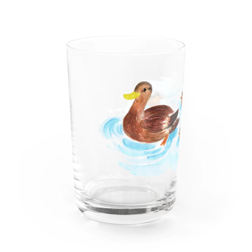 コタローさんのカモの親子 Water Glass :left