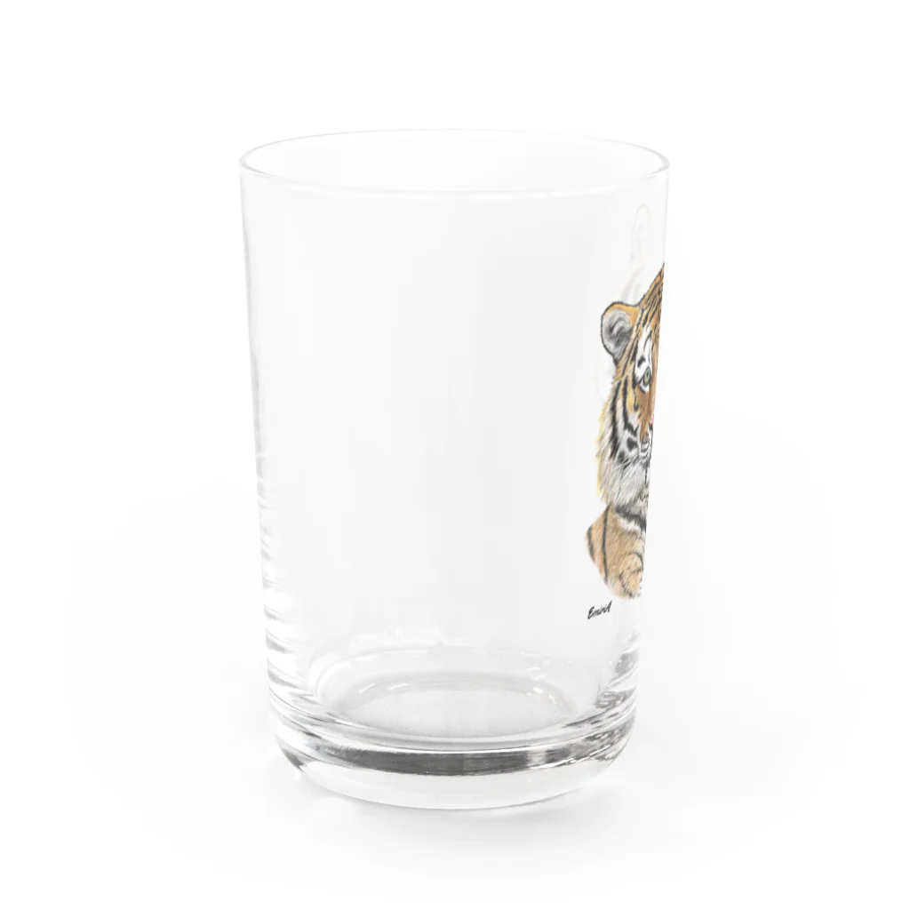 EmiriA artの正面顔のトラ Water Glass :left