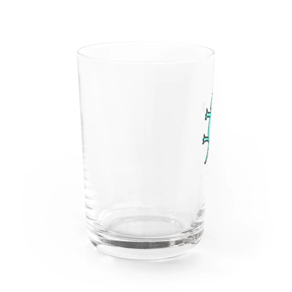 ema ショップのヤモリ　ブルー Water Glass :left