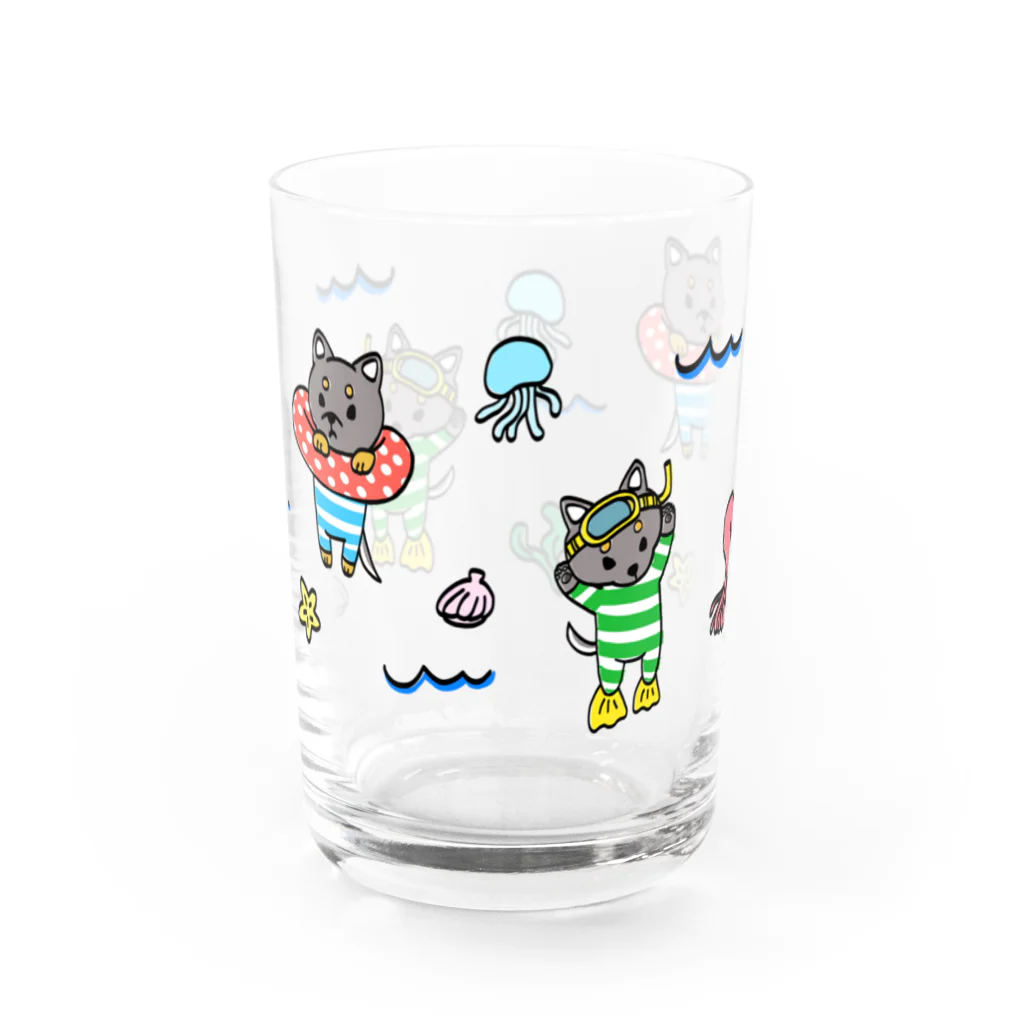 ともえのえ - 柴犬とか動物色々のクロマメぷかぷかサマー Water Glass :left