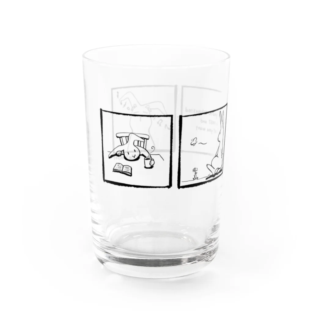 YuSunsetのりらっくすうさぎ4コマ（黒） Water Glass :left