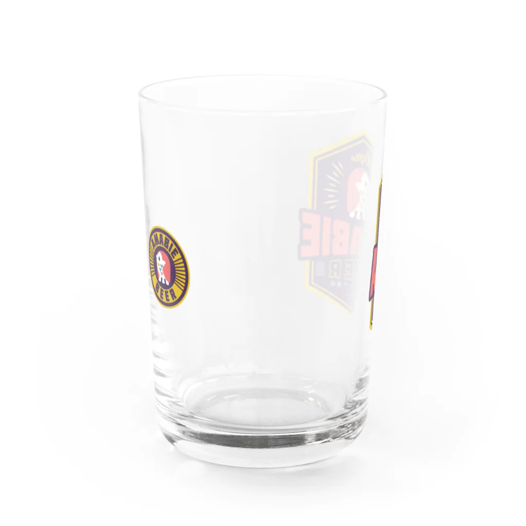 土屋なつむの邪道フロッグ購買部SUZURI出張所のアマビエビールラベル風シール Water Glass :left