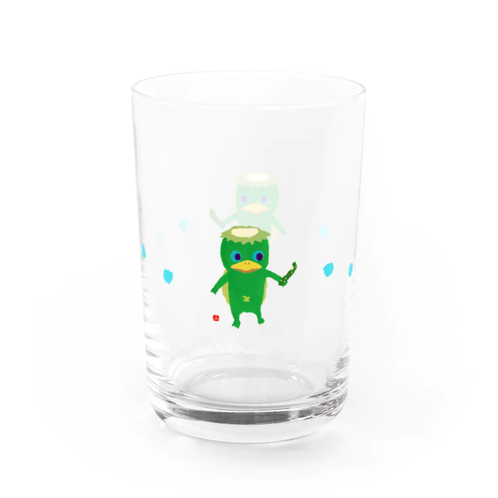 おばけ商店のおばけグラス＜河童ときゅうり・ちぎり絵＞ Water Glass :left