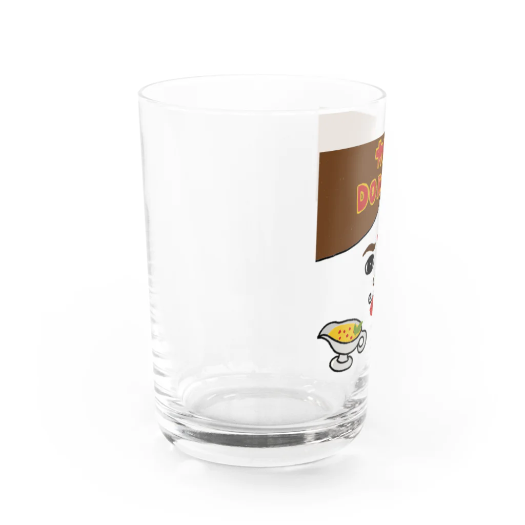 これ、ナンですか？のカレー同好会ロゴ(REDver.) Water Glass :left