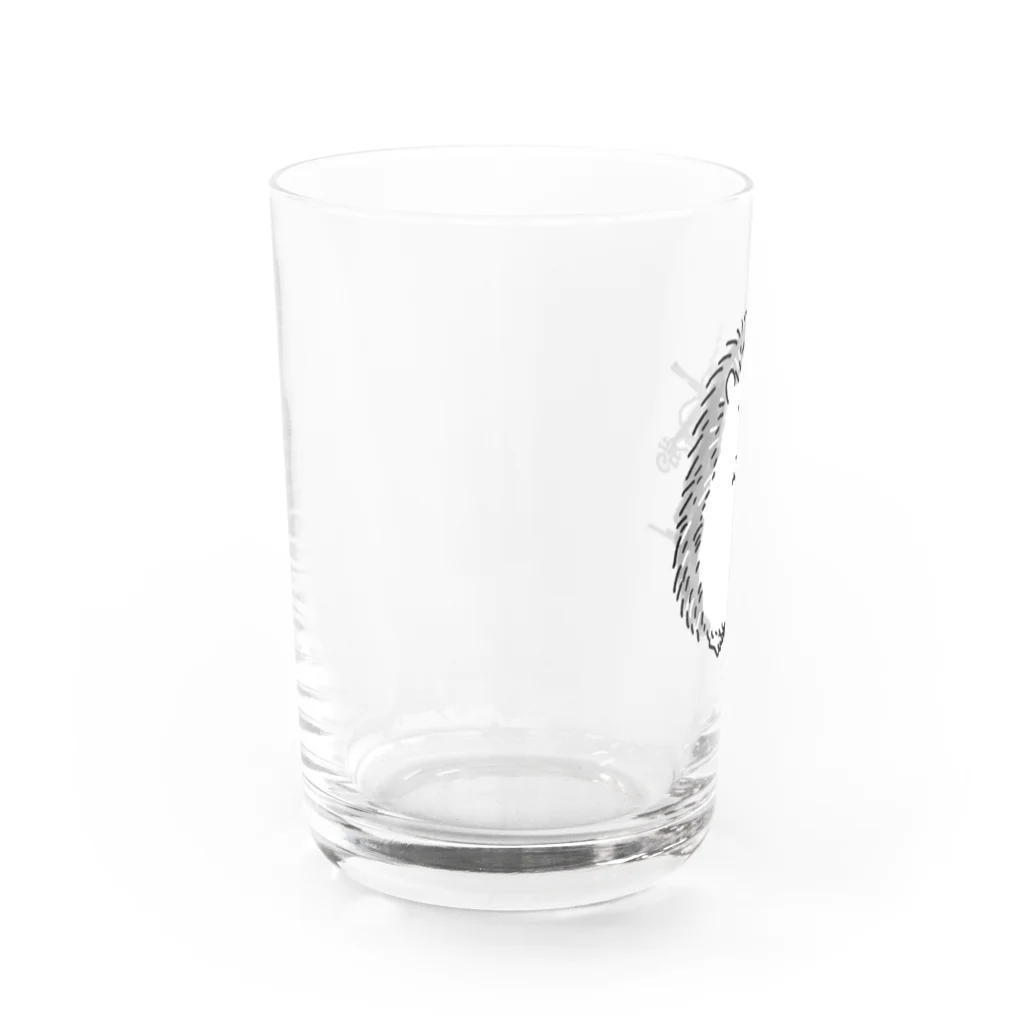 ハリネズミと楽器のハリネズミとヴァイオリン モノクロ Water Glass :left