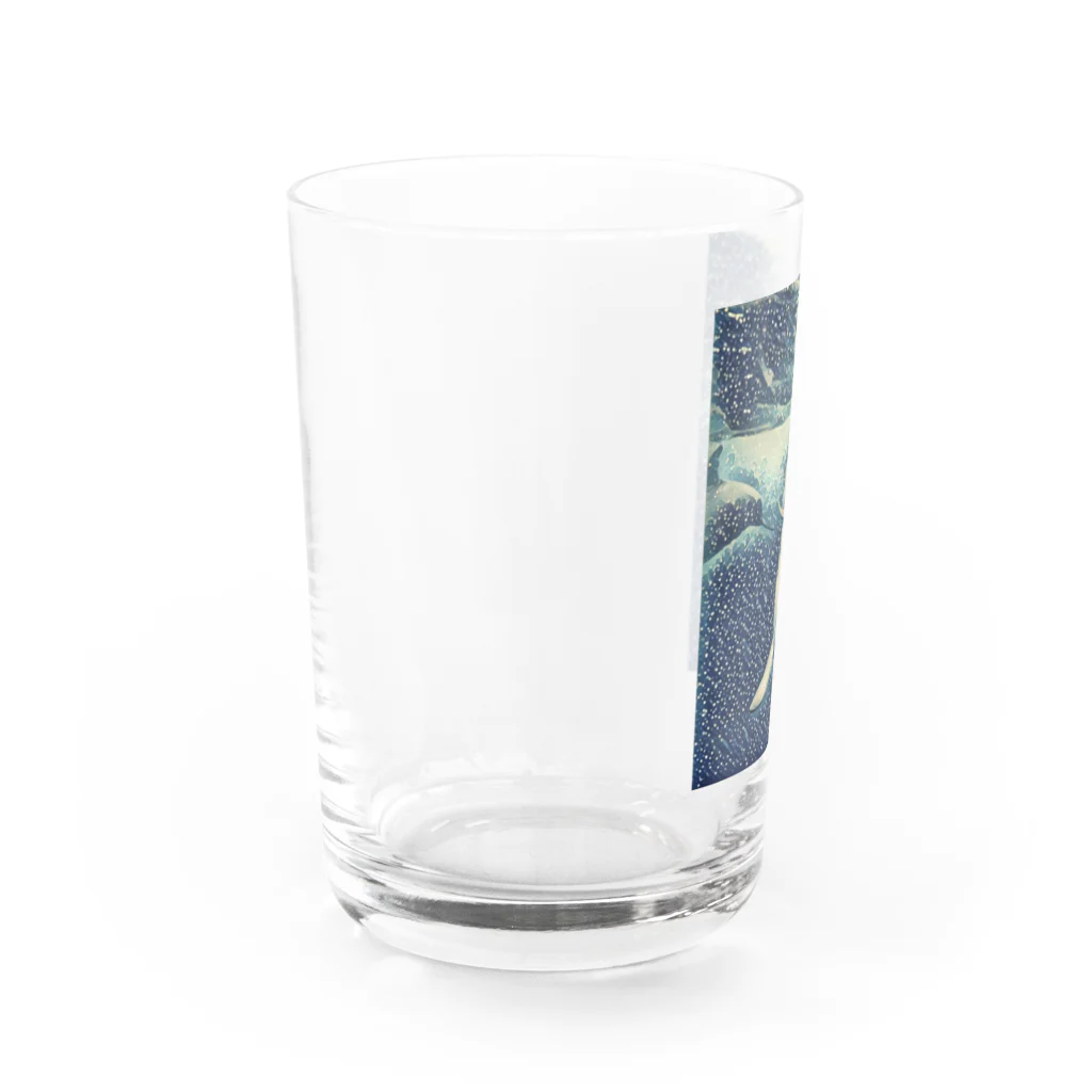 blue__momentの北斎イルカ Water Glass :left