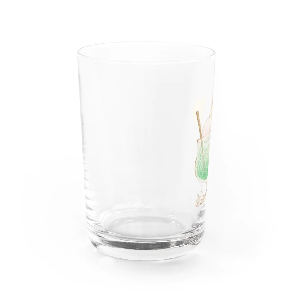 くれよんのらくがきのクリームソーダにゃんこ Water Glass :left