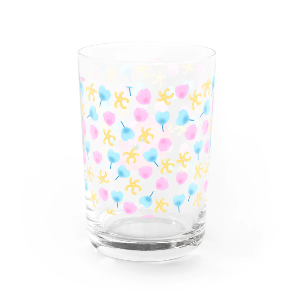 リリラレのスパンコール💙シェル総柄 Water Glass :left