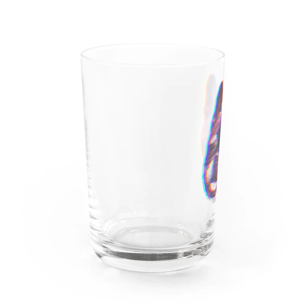 愛犬のドッグフード代を稼ぐTシャツ屋さんのにっこりマメ(レインボー) Water Glass :left