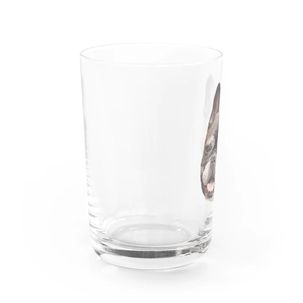 愛犬のドッグフード代を稼ぐTシャツ屋さんのにっこり犬マメ(リアル) Water Glass :left