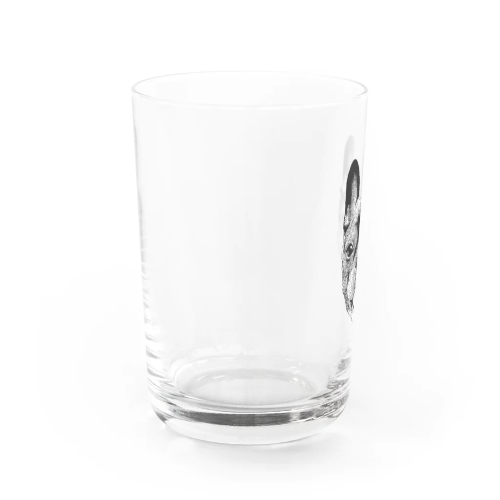 愛犬のドッグフード代を稼ぐTシャツ屋さんの自画像(背面) Water Glass :left