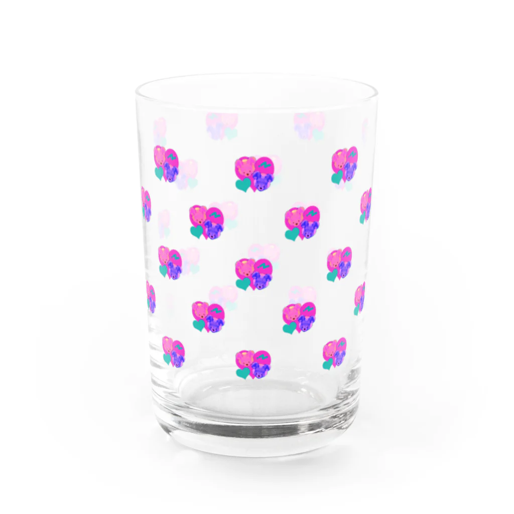 よく学べ、よくあそべ、すけべ。ver.SUZURIのすけべあちゃんカップル総柄グラス Water Glass :left