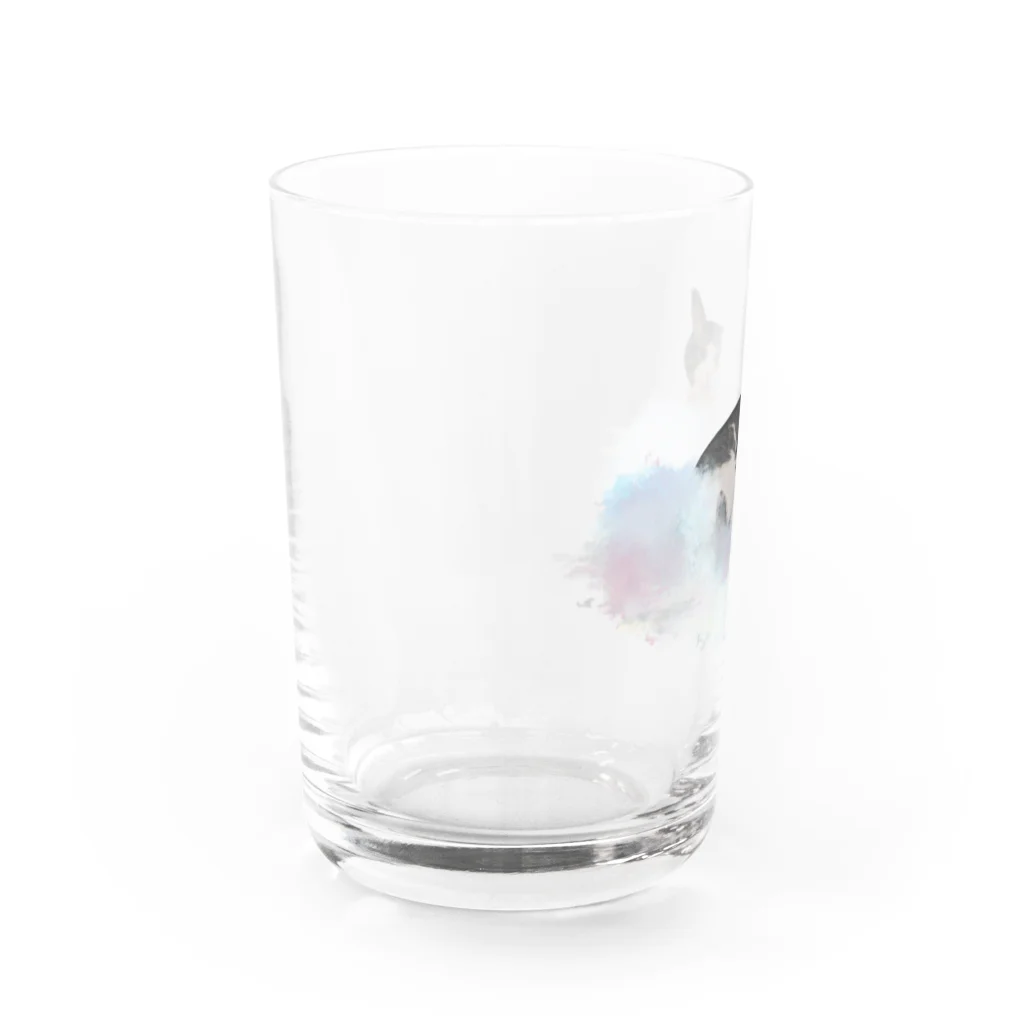 宇宙猫たちの日常の雲に浮かぶムーン Water Glass :left