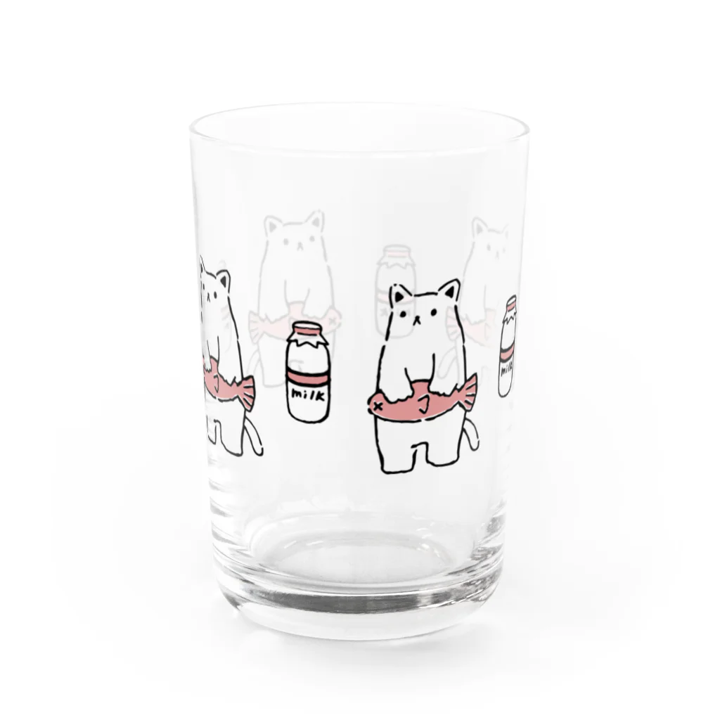 美味しいペンギンのしろねこミルクグラス Water Glass :left