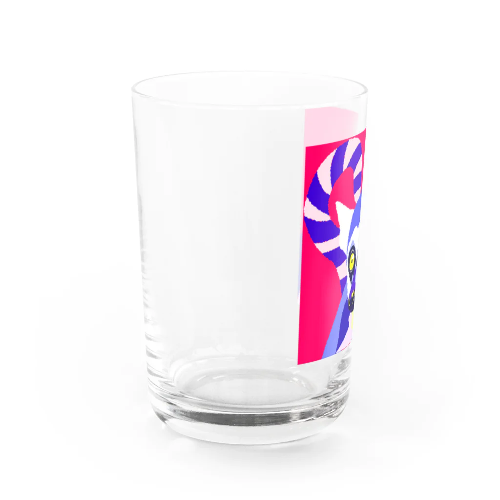 おさるのお店のワオキツネザル　ビビットver Water Glass :left