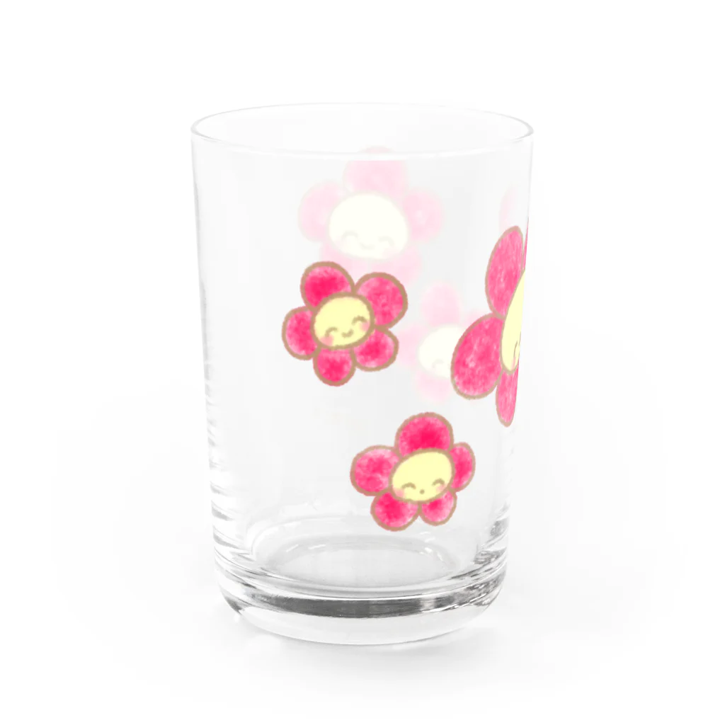 ようなぴしょっぴんぐまーとのにこにこフラワー赤 Water Glass :left