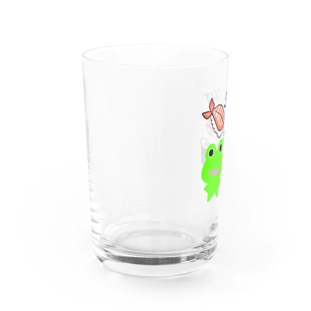 みらケロのお寿司を楽しむカエルくん Water Glass :left