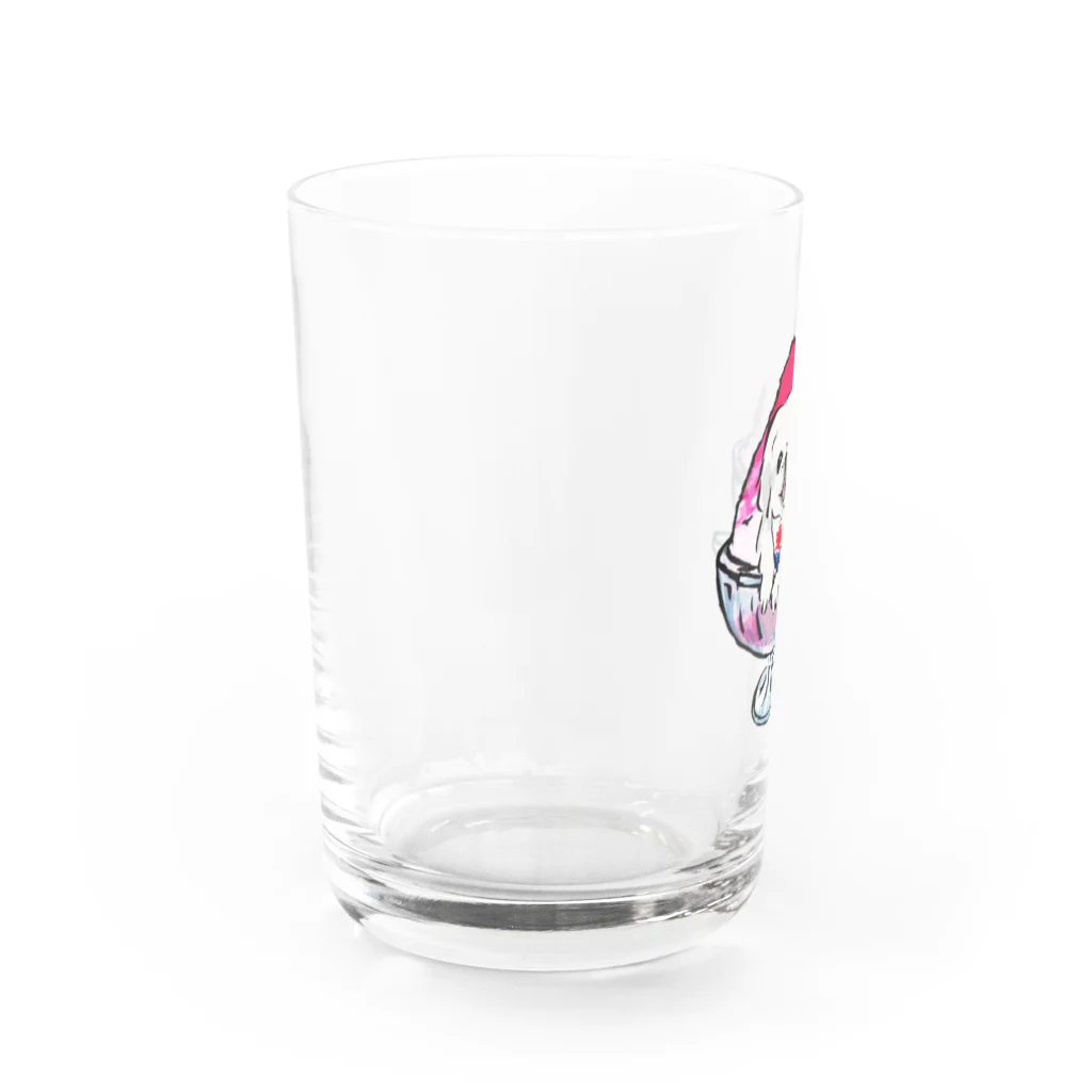 犬グッズの店しえるぶるーのかき氷ワンちゃん　氷イチゴ　ペキニーズ　ホワイト Water Glass :left