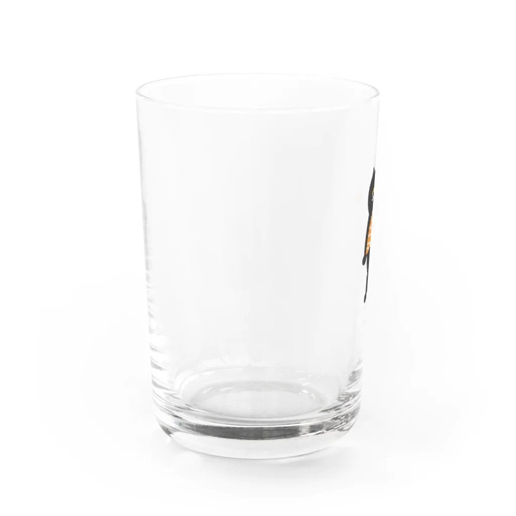 SUIMINグッズのお店のサーモンの握り寿司をかっこよく運ぶねこ Water Glass :left