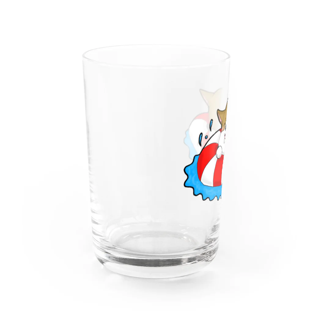 滝さんちの6コギ(コーギー)のプカプカ浮かぶ空(くう) Water Glass :left