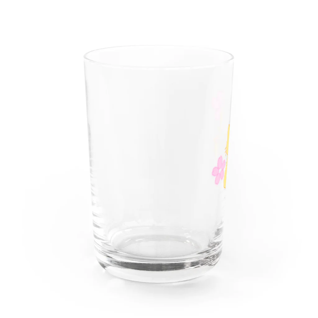 豆大福屋のぽっちゃりオレンジ桜ねこ Water Glass :left