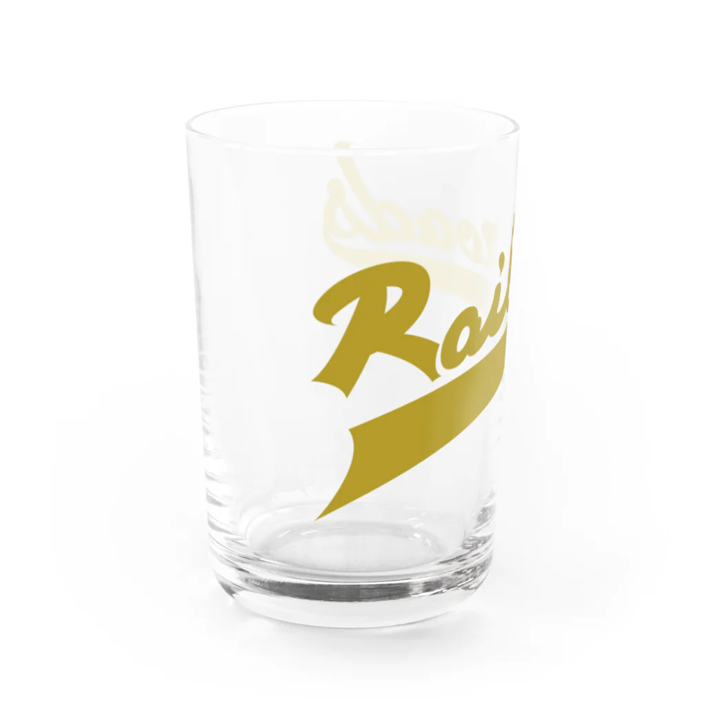 PoooompadoooourのRailroadsロゴタイプ　きいろ Water Glass :left