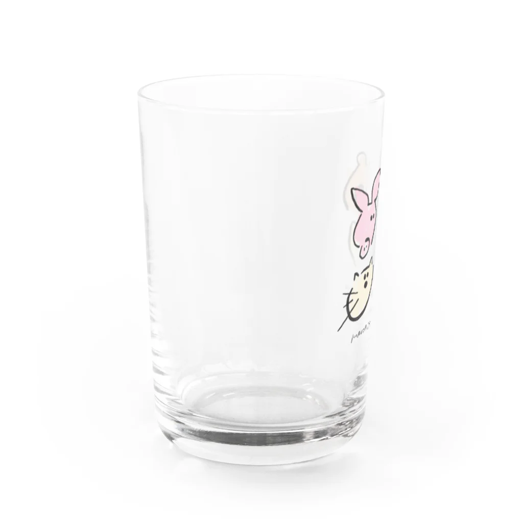 にぎやかな筆圧のこぶた・たぬき・きつね・ねこ Water Glass :left