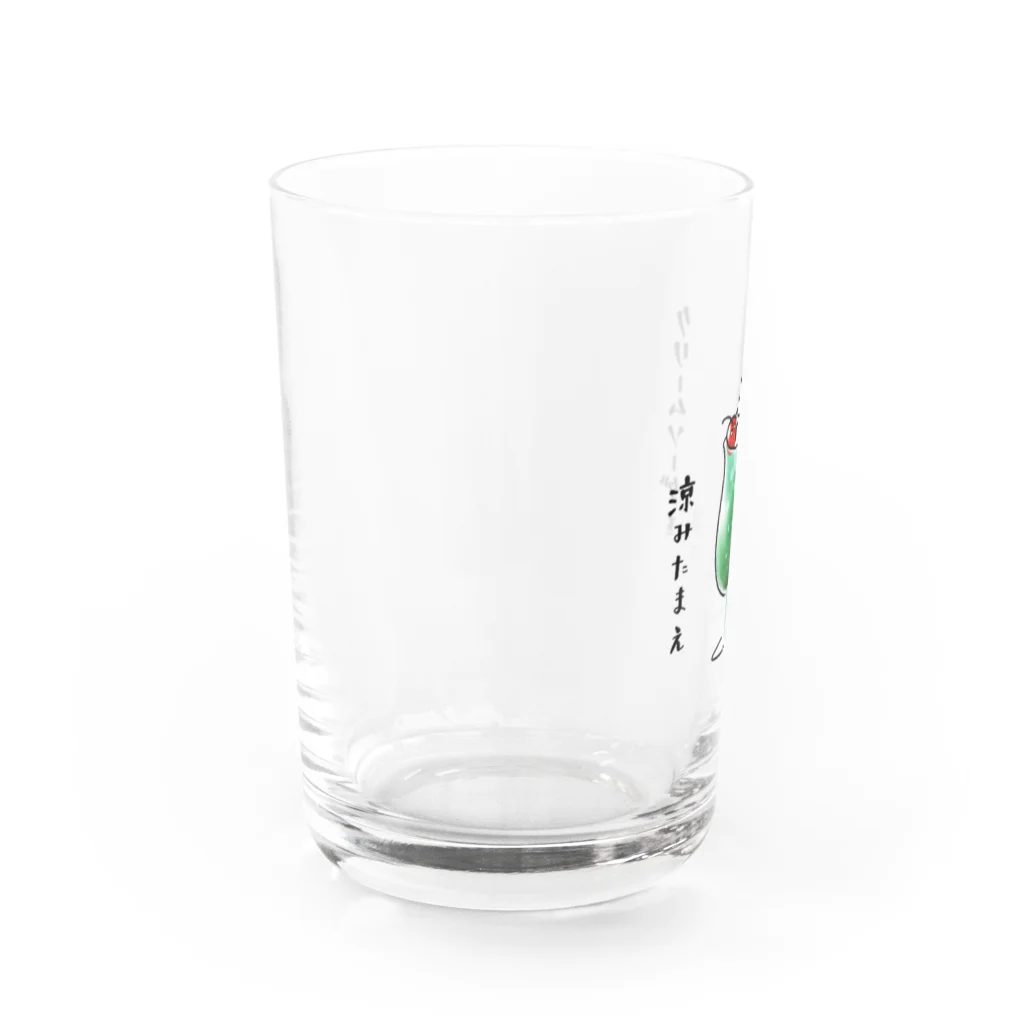 まりりそのウサかえるさんとクリームソーダ(文字あり) Water Glass :left