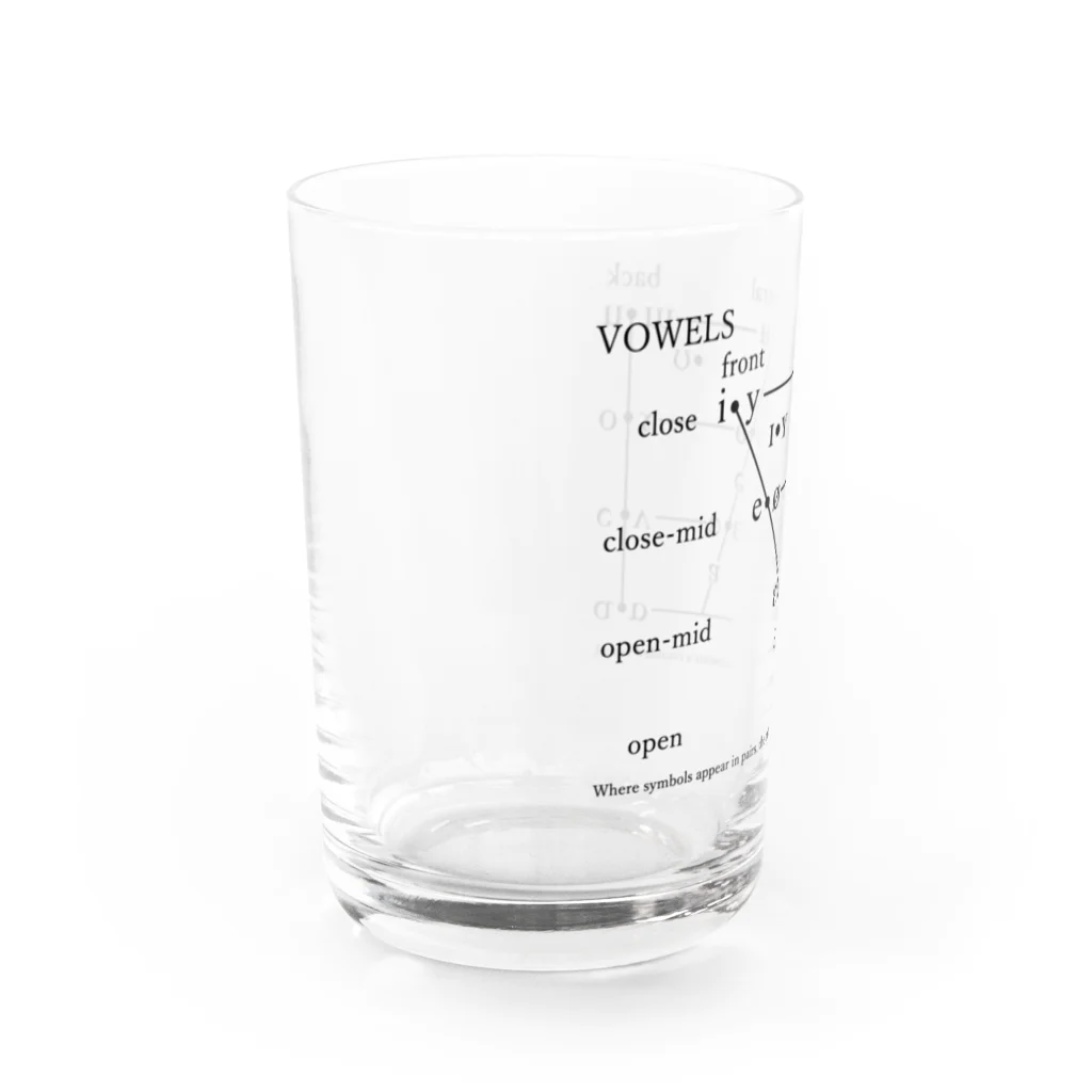 言語系グッズを作ってみるショップのIPA母音チャート（黒字） Water Glass :left