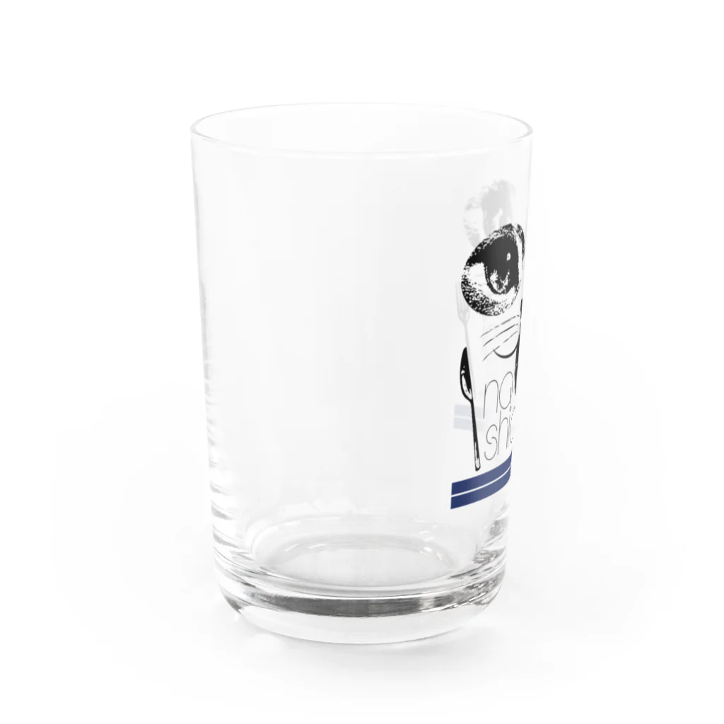 日本橋UPsの食いしん坊猫のロゴ Water Glass :left