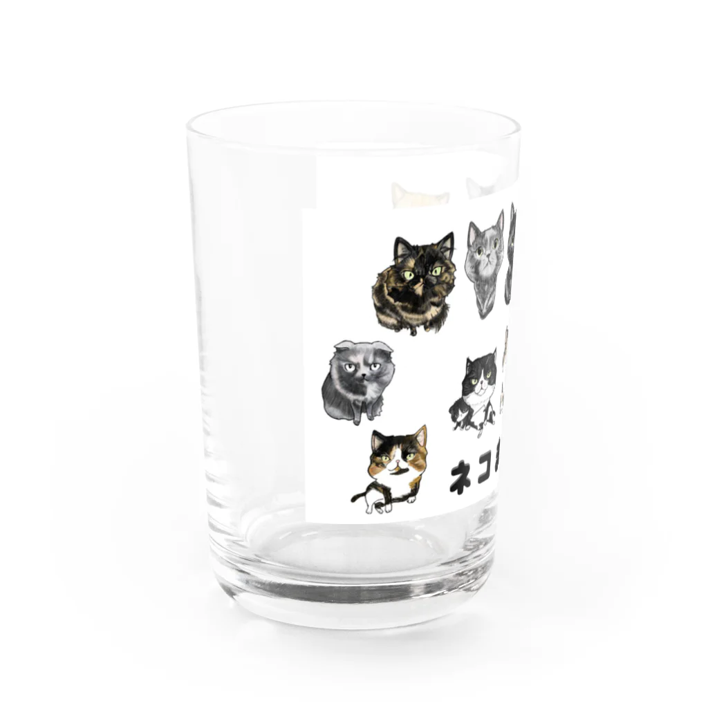ネコまにあ 【12匹の猫➕うずら】のネコまにあ家いらすと　13匹 Water Glass :left