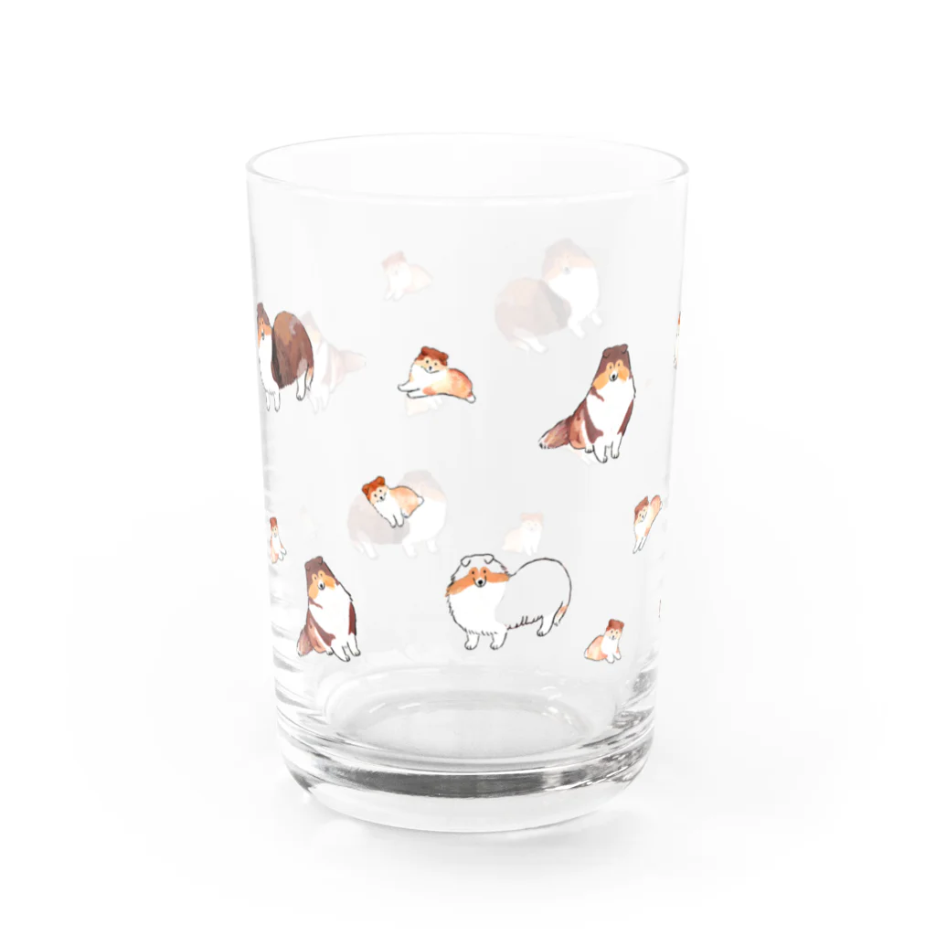 ずっこ（zucco.)のシェルティのおやこ Water Glass :left