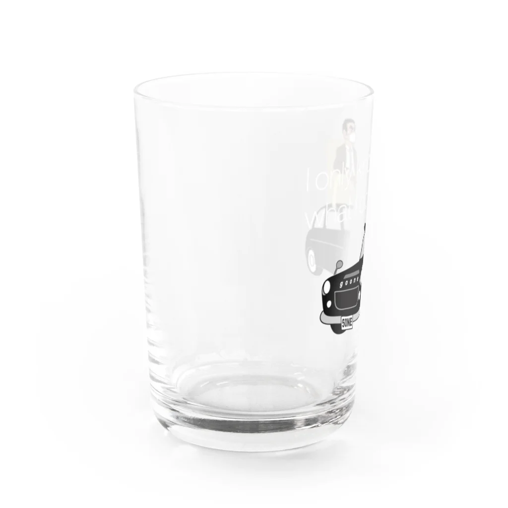 キッズモード某のレトロカーと太マユ社長(濃色用)(忘れさ去られたネタシリーズ) Water Glass :left
