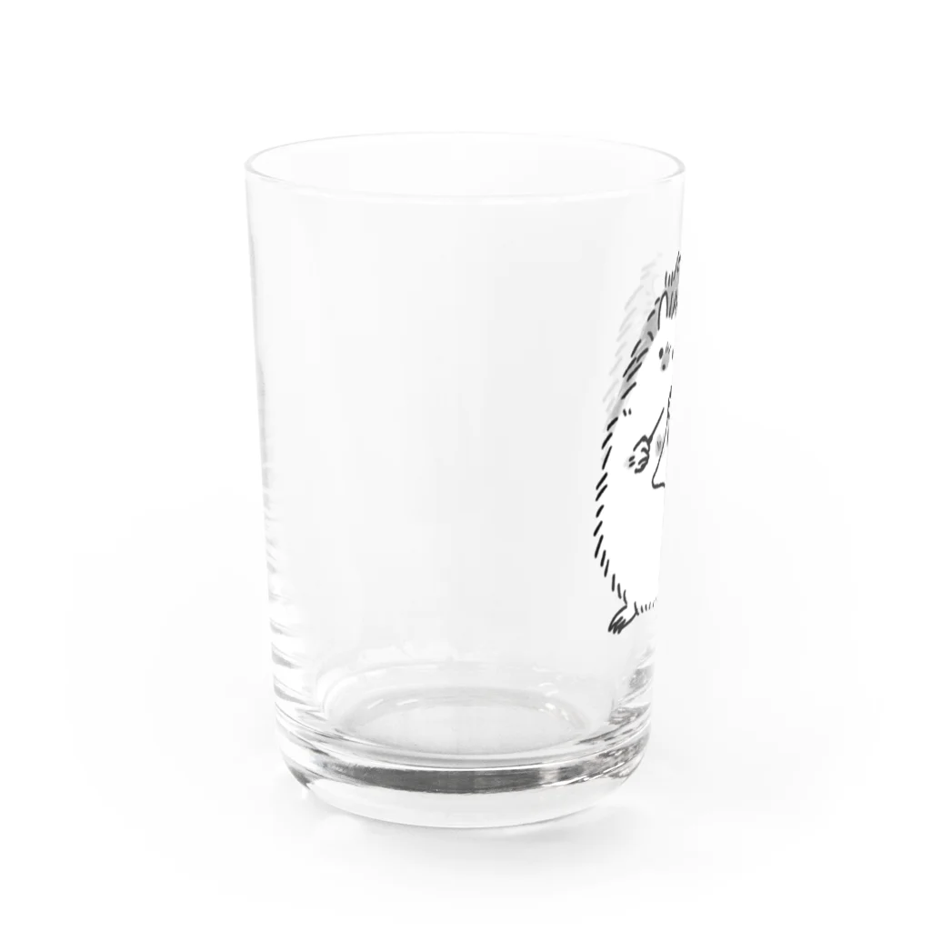 ハリネズミと楽器のハリネズミとトライアングル　モノクロ Water Glass :left