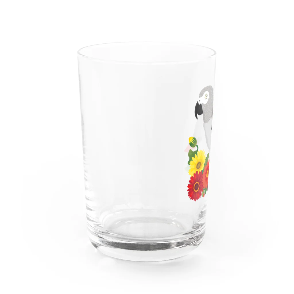 creativeshopのヨウムとガーベラ Water Glass :left